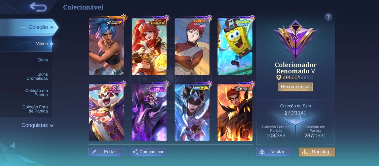 CONTA MOBILE LEGENDS RARA | 10 ANOS | 133 HERÓIS + 284 SKINS