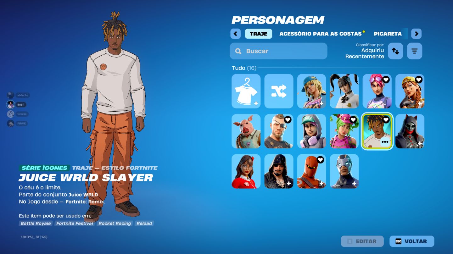 Conta OG Fortnite - Orange Justice (Justiça Laranja) - Wiggle - Hip Hop