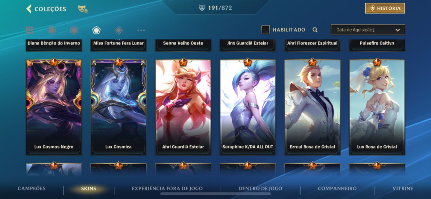 CONTA WILD RIFT COM PRESTIGIO E CROMAS