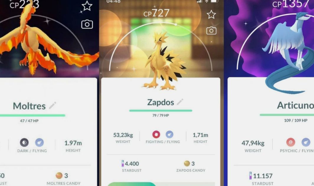 POKEMON GO AVES DE GALAR SHINY COMBO 3 AVES
