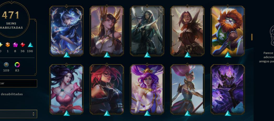 Conta lol esmeralda 2 , 471 skins com skins escolhidas na mão (negociável)