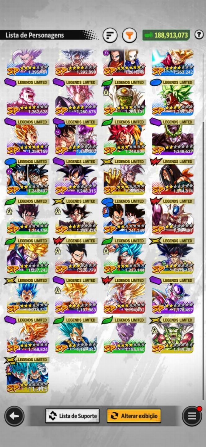 Conta dragon ball legends com 8 ultras