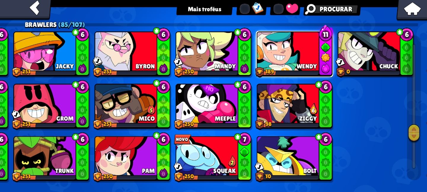 CONTA BRAWL STARS 46K TROFÉUS - 85 BRAWLERS + PRESTÍGIO 25