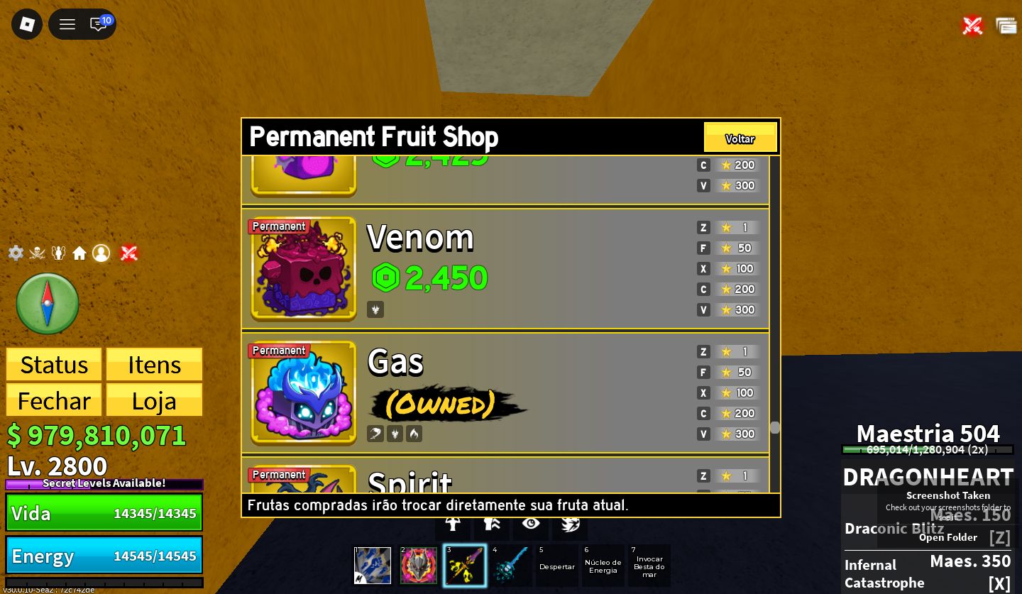 PROMOÇÃO] CONTA DE BLOX FRUITS COM DRAGON PERM + 23 FRUTAS PERMANENTES