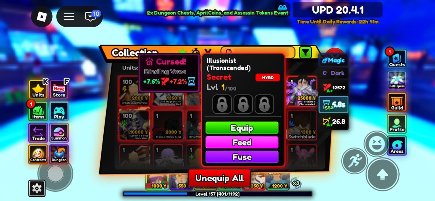 ANIME ADVENTURE - AIZEN BONS STATS, INHUMAN SHINY EVO, ALUCARD EVO /MUITO BARATO