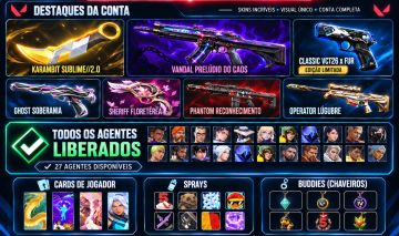 CONTA VALORANT PREMIUM | DIAMANTE | PICO ASCENDENTE 2 | TODOS AGENTES | KARAMBIT