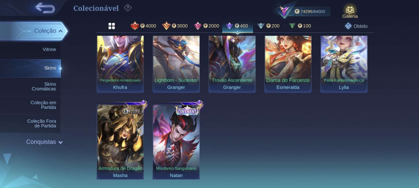 CONTA MLBB 255 SKINS + legend da FREYA , FULL EMBLEMA PRA SAIR RAPIDO!!