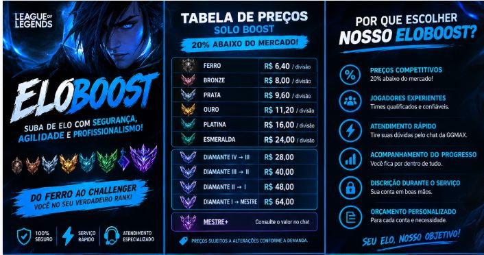 PROMOÇÂO 50% OFF BOOST LOL | Suba de Elo + Serviço Rápido e Profissional