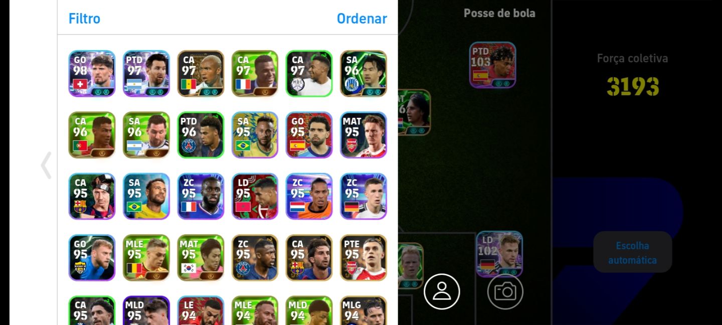 CONTA EFOOTBALL 3193 FORÇA COLETIVA | CRUYFF 106, KOEMAN 107, RONALDINHO 104
