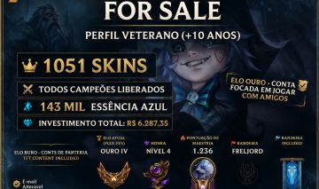 OPORTUNIDADE: Conta LoL +10 Anos |Todos os Campeões+1051 Skins+143mil Essências