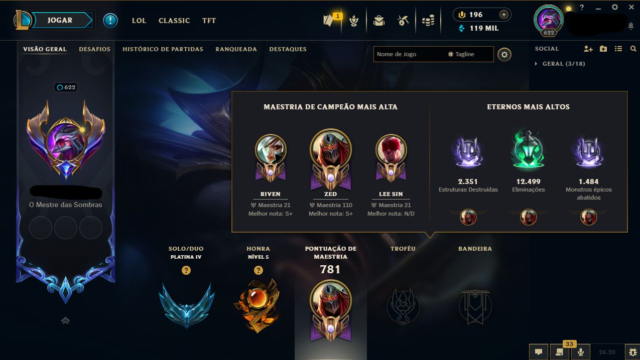 Conta de Valorant Com Champions + Conta de LOL 352 Skin !!!
