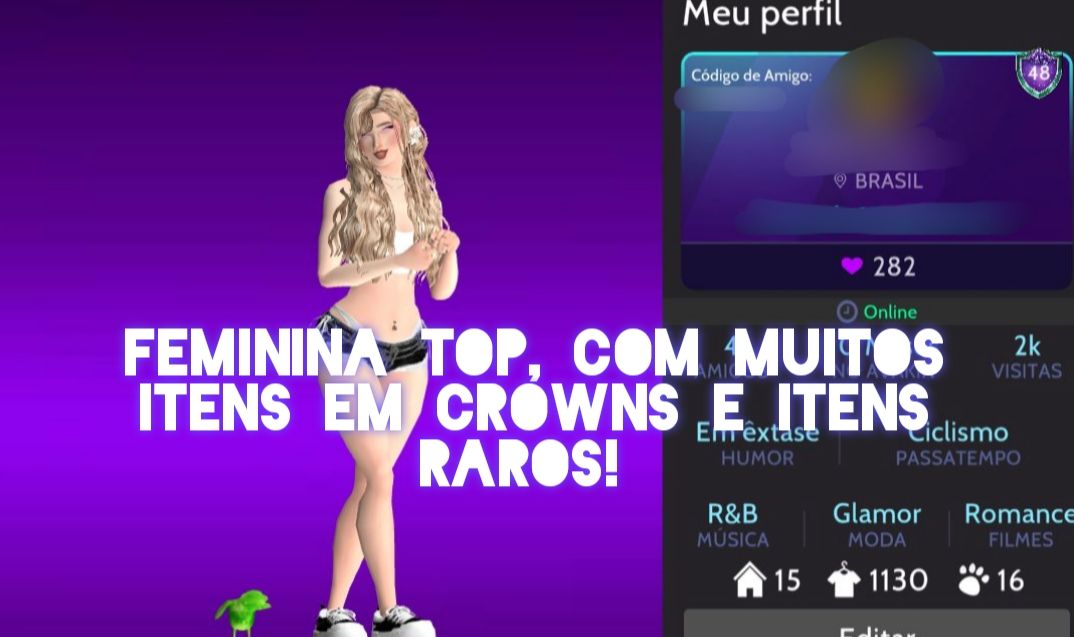 Feminina com muitos itens em crowns + muitos itens raros, que saíram da loja!!