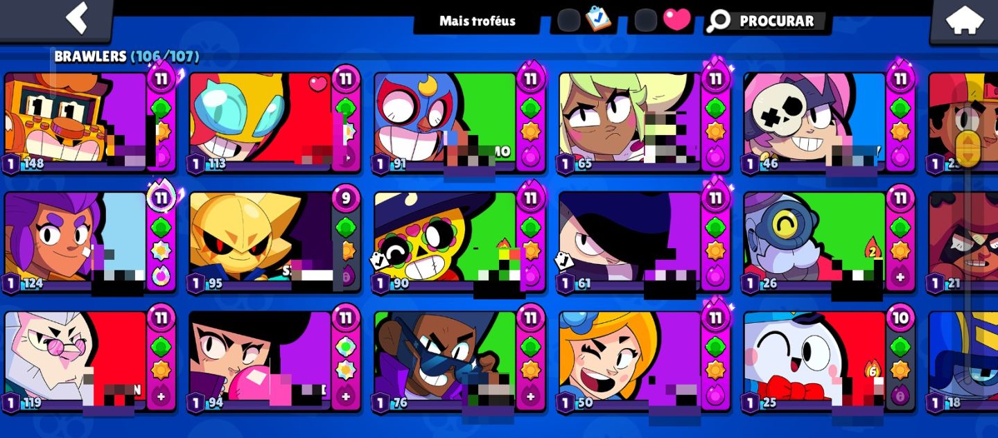 Brawl Stars | 50.633 Troféus | 106/107 Brawlers |40 Prestígios | Skins Raras