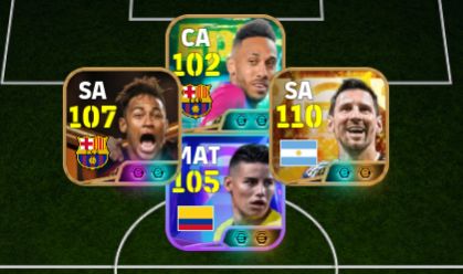 CONTA EFOOTBALL RARA NEYMAR PRIME 107 + MESSI BIG TIME 111 + JAMES BLITZ CURLER