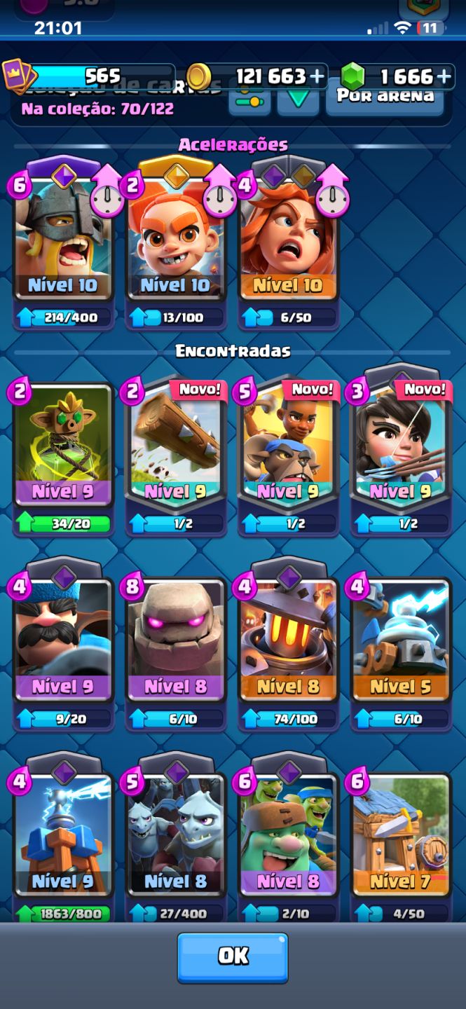 Conta de Clash Royale com 3800 troféu arena 12 com 1700 gemas, pra iniciantes