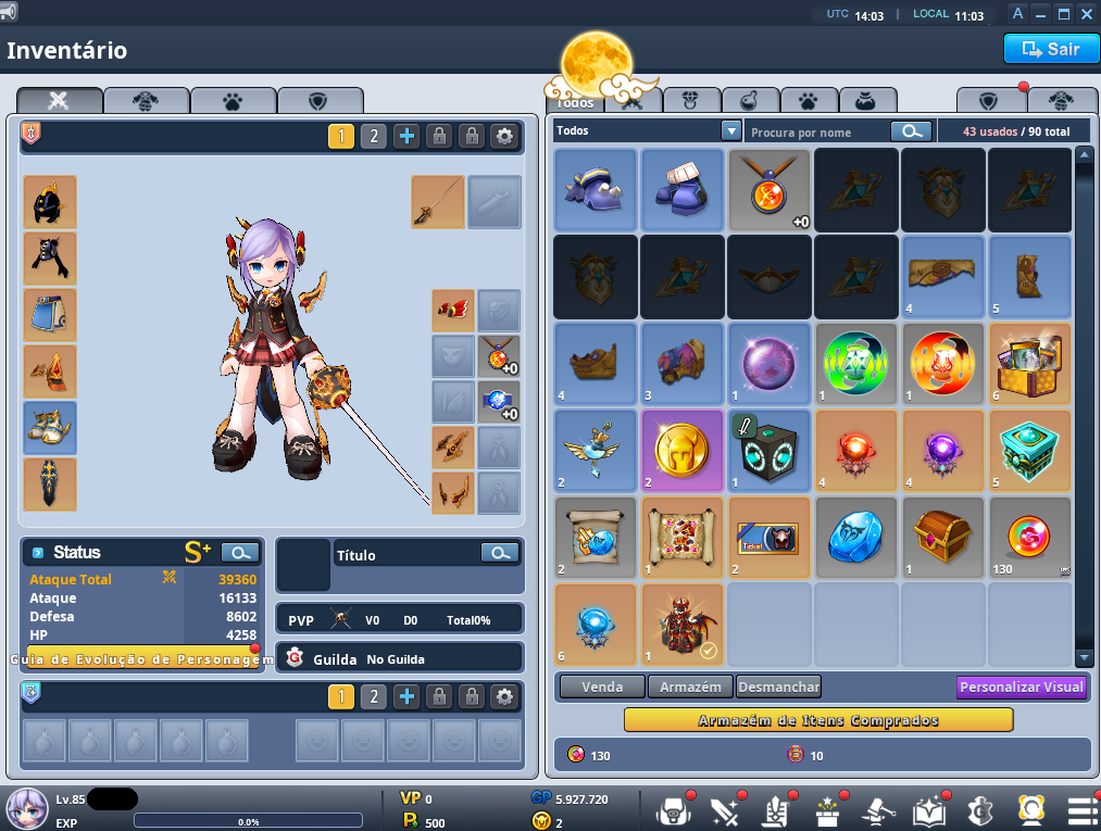 CONTA GRAND CHASE CLASSIC 24 PERSONAGENS NIVEL 90