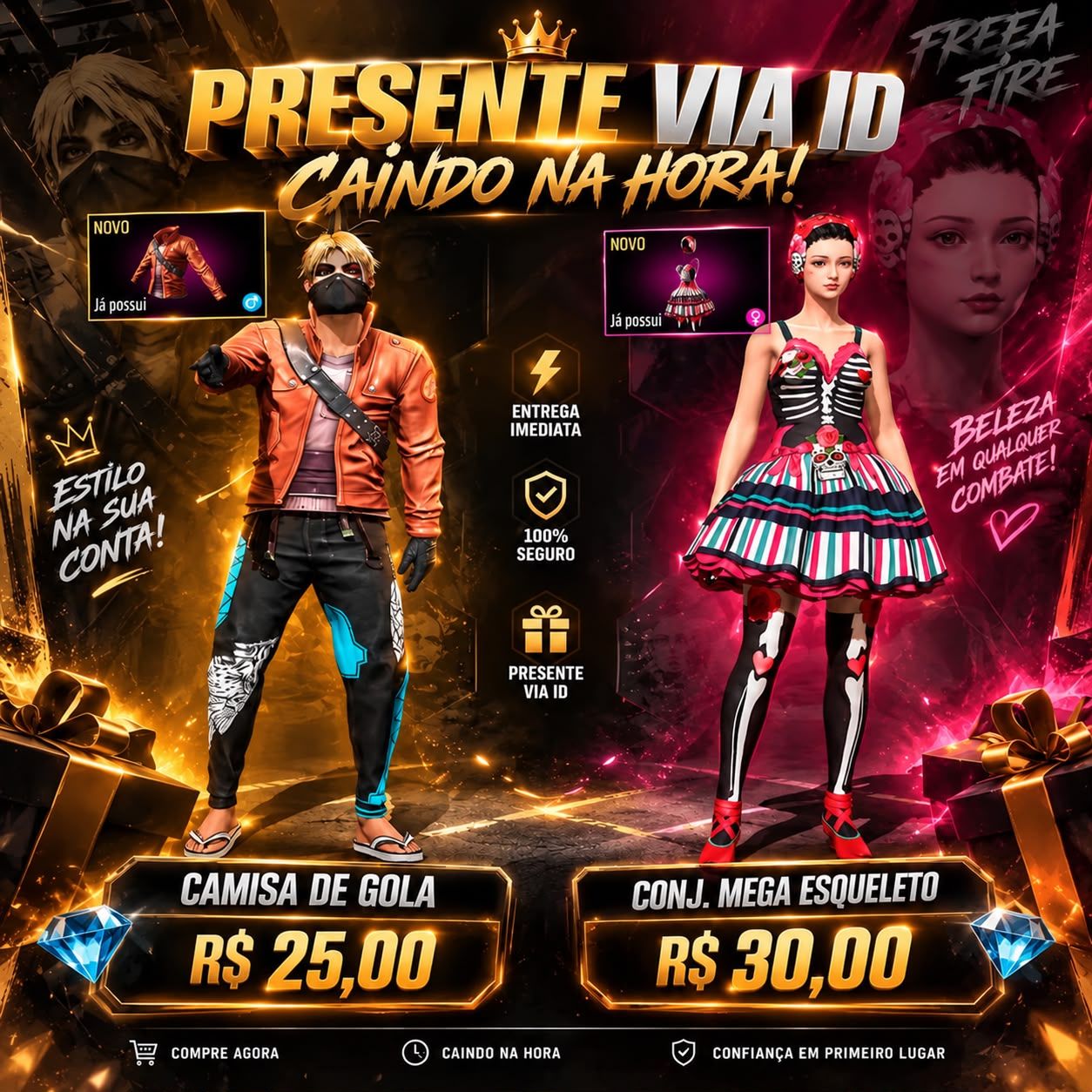 PEITORAIS, MASCARA REI CAVEIRA, CONJUNTO UNIFORME BRITÂNICO E MUITO MAIS