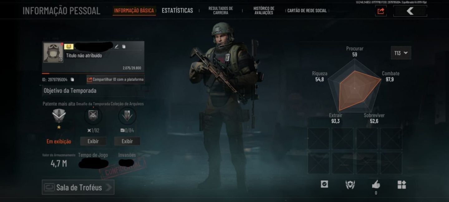 OFERTA (CONTAS ARENA BREAKOUT MOBILE) 4.7M ARMAZÉM + 2.2KK KOEN + CAIXA SEGURA