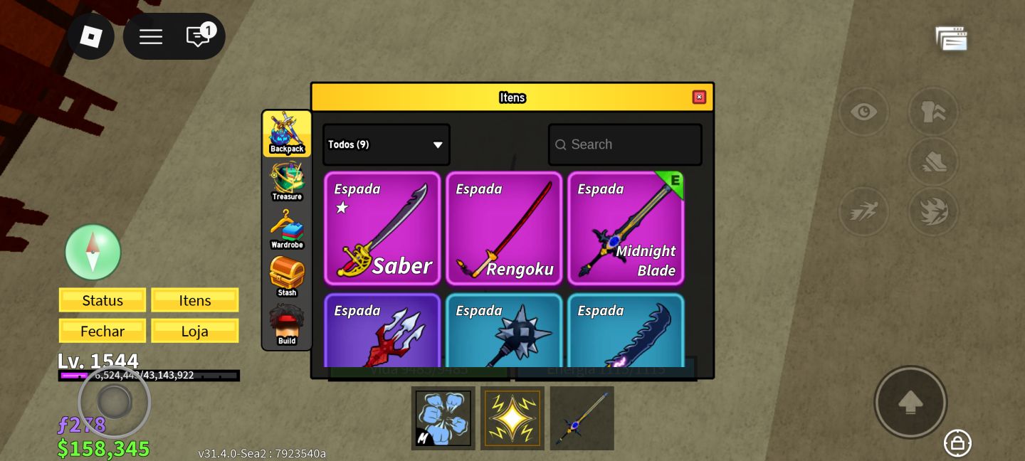 Conta Roblox upada em Bloxfruits com Tiger e Dough no baú