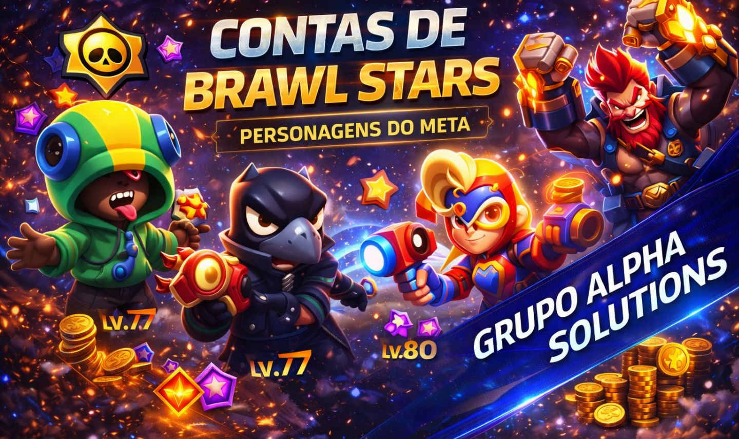 CONTA BRAWL STARS 15K - 64 BRAWLERS - 11 MÁXIMOS - GRUPO ALPHA SOLUTIONS