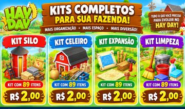 HAY DAY - KITS DE UPGRADE 89 ITENS - CELEIRO / SILO / EXPANSÃO