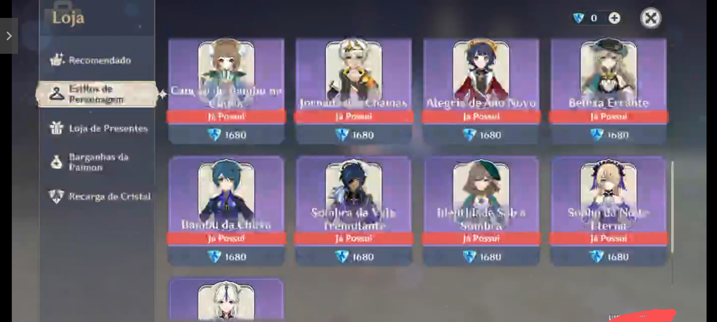 Conta ar57 america skirk + mavuika + nefer + flins Ásia ar26 ayaka + venti