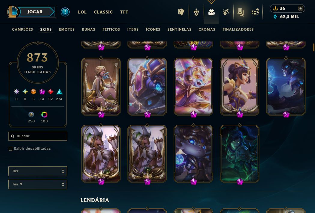 Conta Lol de 2011 com Kayle Juiza / 873 Skins / Nivel 497 / 321 Icones