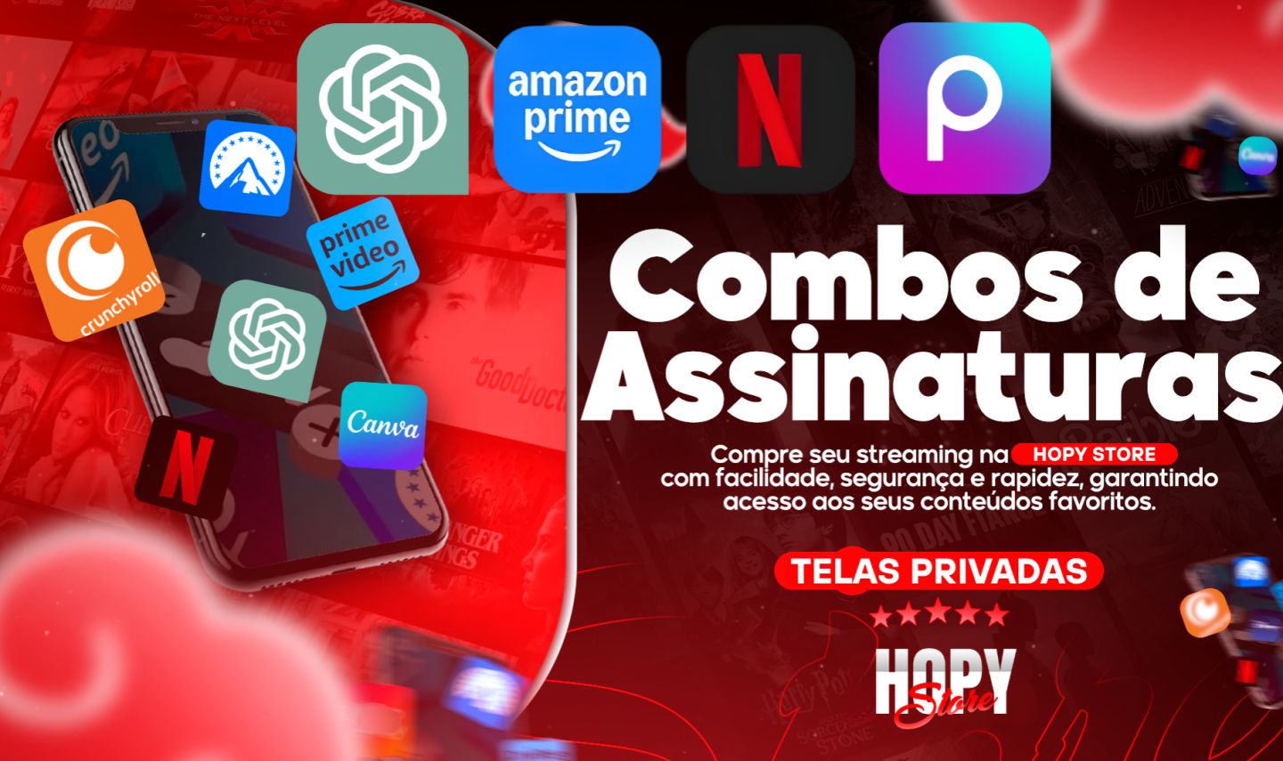 COMBOS NETFLIX,CRUNCHYROLL,VIKI,PRIME,YOUTUBE,CHATGPT,GEMINI,CAPCUT,PICSART,UFC