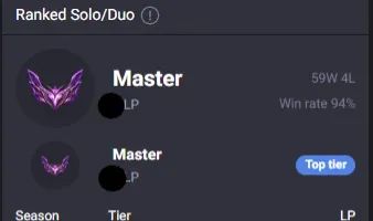 CONTA SMURF MESTRE - MMR PERFEITO - 94% DE WINRATE 59W 4L TOP 2 KINDRED BR