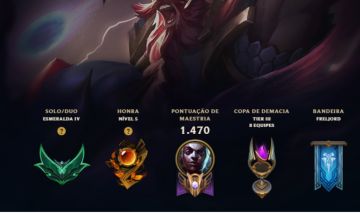 Conta LVL.1466 Elo Esmeralda 4, ja fui mestre, 623 Skin, 544 emote e muito mais.