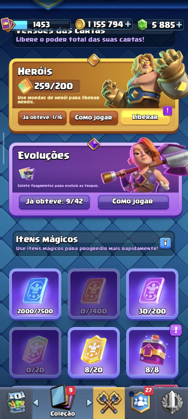 Conta Clash Royale 5k diamante + 1M de ouro