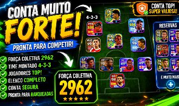 Conta eFootball Mobile Muito Forte | Messi 101, Neymar, Yamal e Time Completo