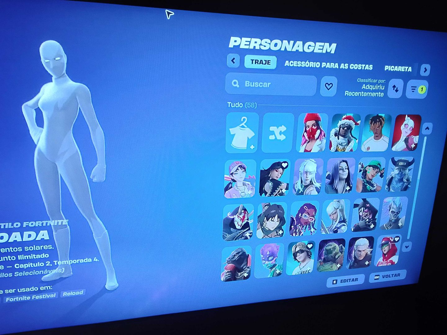 CONTA DE FORTNITE MUITO RARA COM 58 SKINS E VARIAS PICAREATS E ETC.........