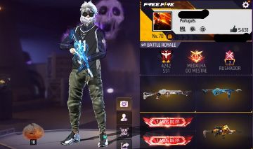 Conta free fire femada level 70 com barbinha sombra roxa mestre raro blue lock