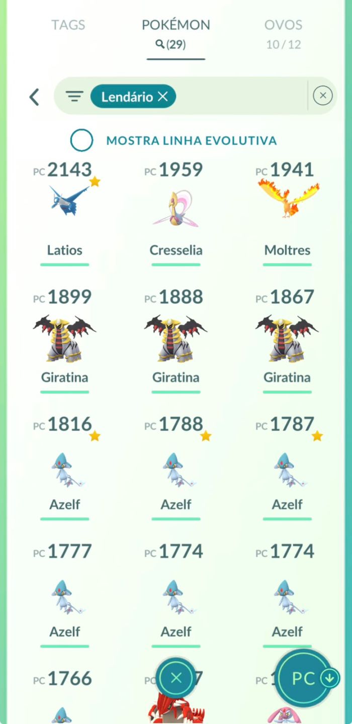 Conta lvl 45, 34 brilhantes, 662 Pokémons pegos, conta de 2016.