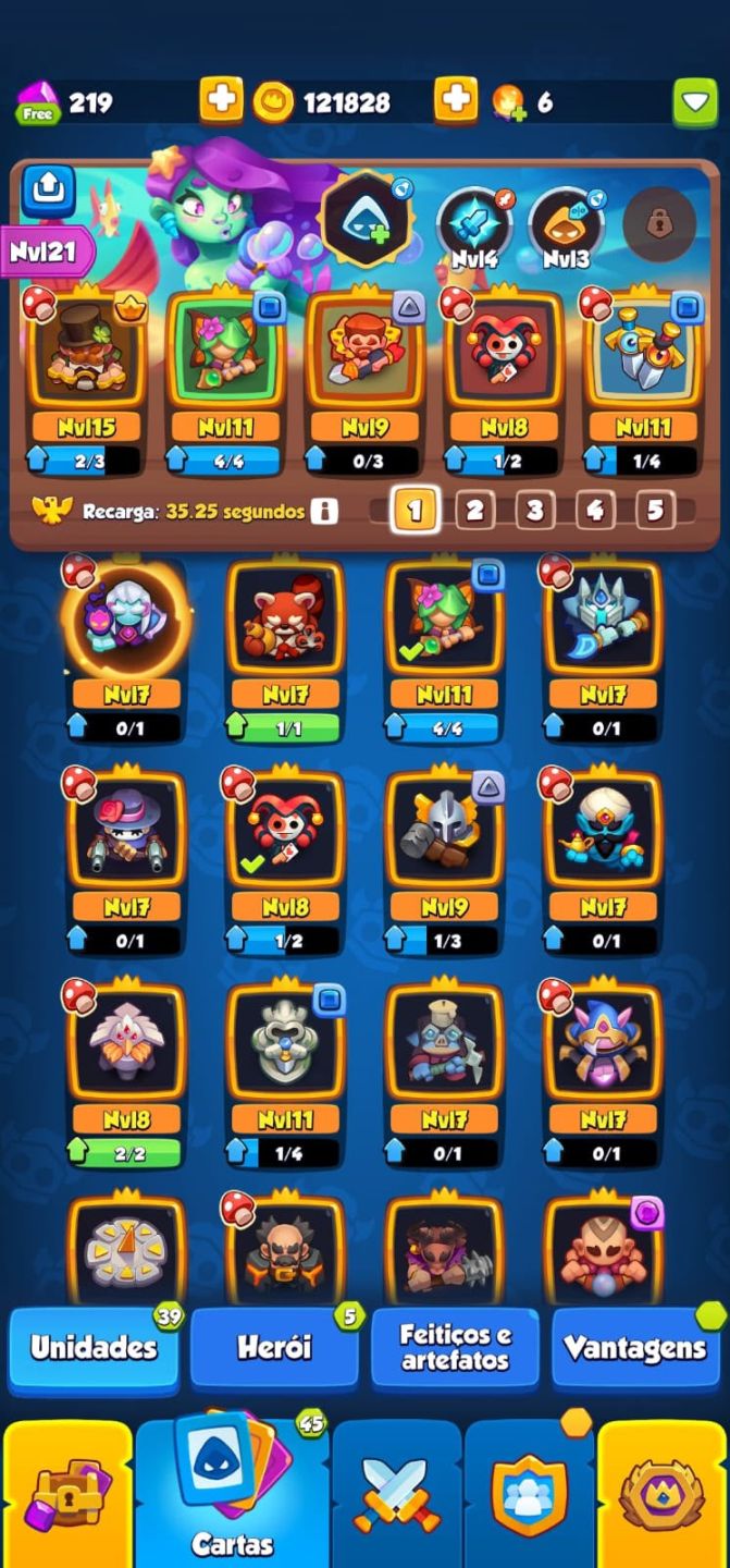 Conta Rush Royale BRIGUENTO LV 15 MONGE LV 13 + DRIADE LV11 1189 DE CRITICO