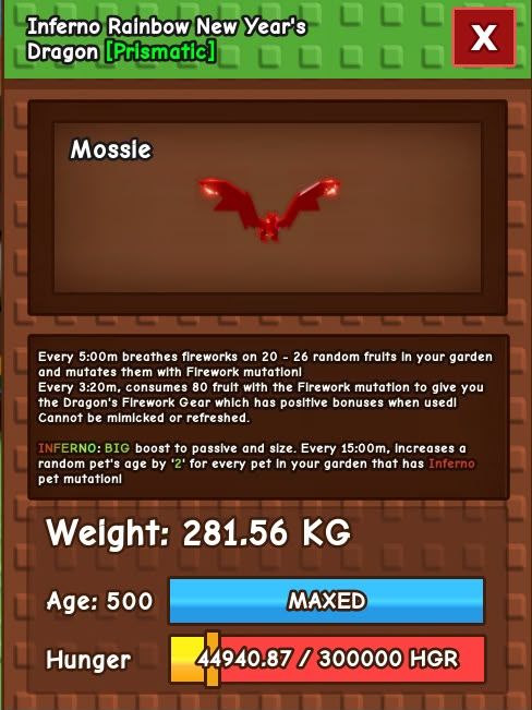 Griffin Arco-Íris Gigante, Nascido com 284kg, 500 anos, Mutação Transcendental