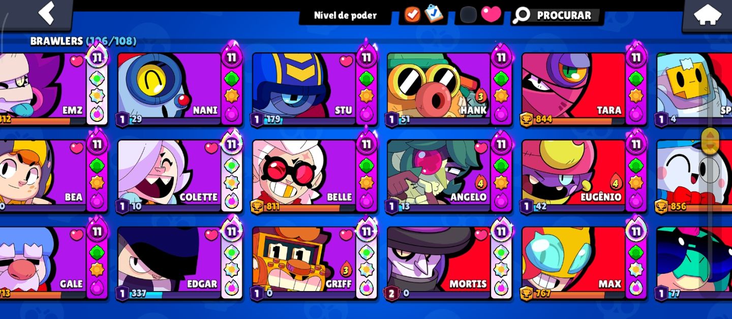 Conta de brawl stras MUITO UPADA com MESTRE NA RANK