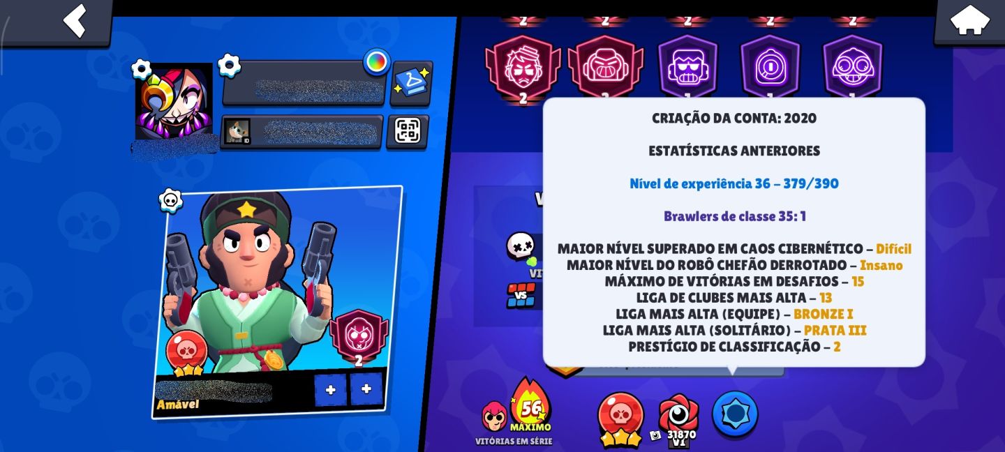 BRAWL STARS FULL: TODOS OS BRAWLERS + 54 PRESTÍGIOS, 961 GEMAS E 28K BLINGS!