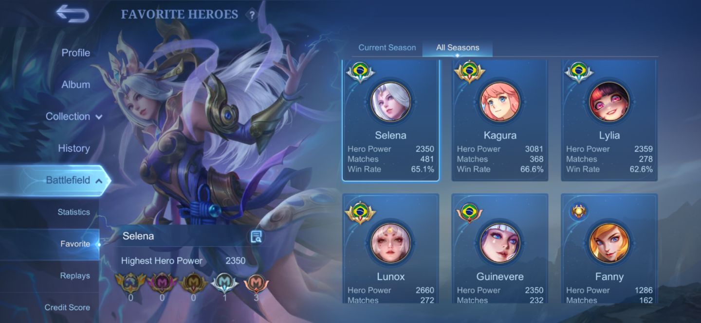 Conta mlbb com skin legend da lunox