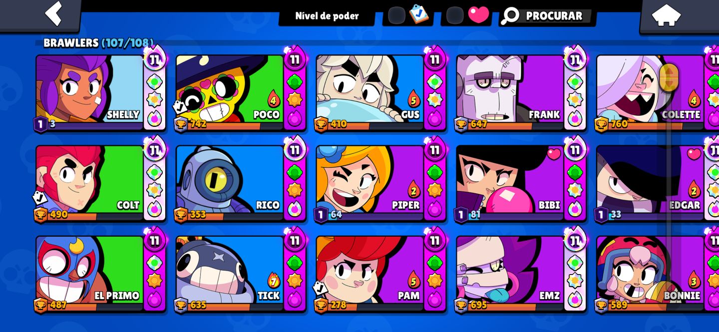 CONTA BRAW 44K | 107 BRAWLERS DESBLOQUEADOS| + DE 320 SKINS E MUITAS EXCLUSIVAS