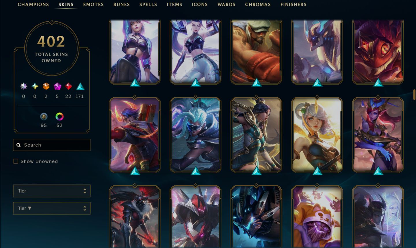Conta League Of Legends, 402 skins +skins tft, emerald 3, Level 489