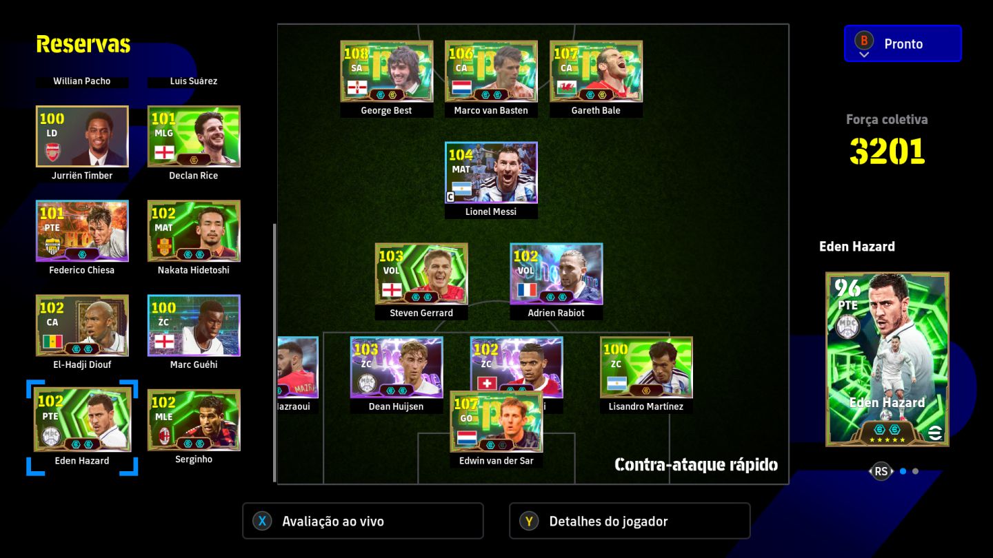 CONTA EFOOTBALL STEAM 3200 DE FORÇA E 3 JOGADORES BLITZ CURLER