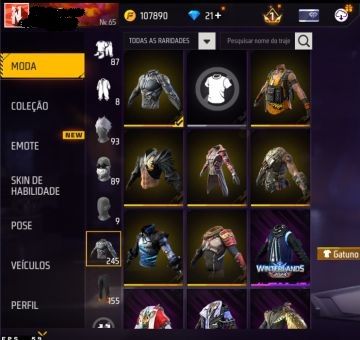 CONTA FREE FIRE - LVL 65 - ANTIGA