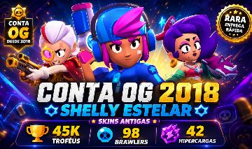CONTA BRAWL STARS 2018 | SHELLY ESTELAR | 45K TROFÉUS | 98 BRAWLERS | 42 HIPER