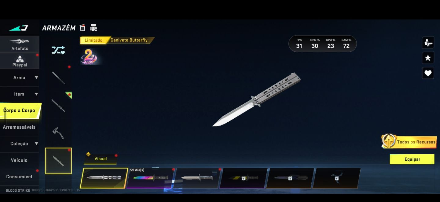 S CONTA DE BLOOD STRIKE COM VARIAS SKIN DE ARMA E 3 SKIN DE FACA