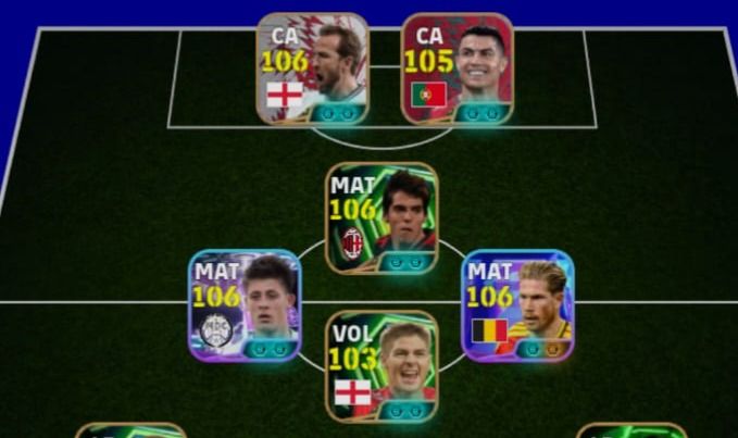 CONTA EFOOTBALL 3240 FORÇA | KANE 106 + CR7 105 + KAKÁ 106 + CASILLAS 105 | SÓ K