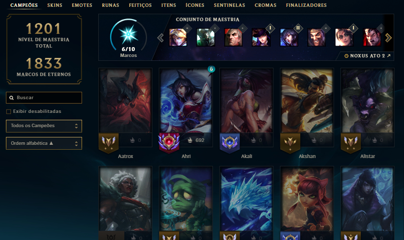 Conta Main Ahri, ekko Lvl 1202 Ex Mestre Season 2024