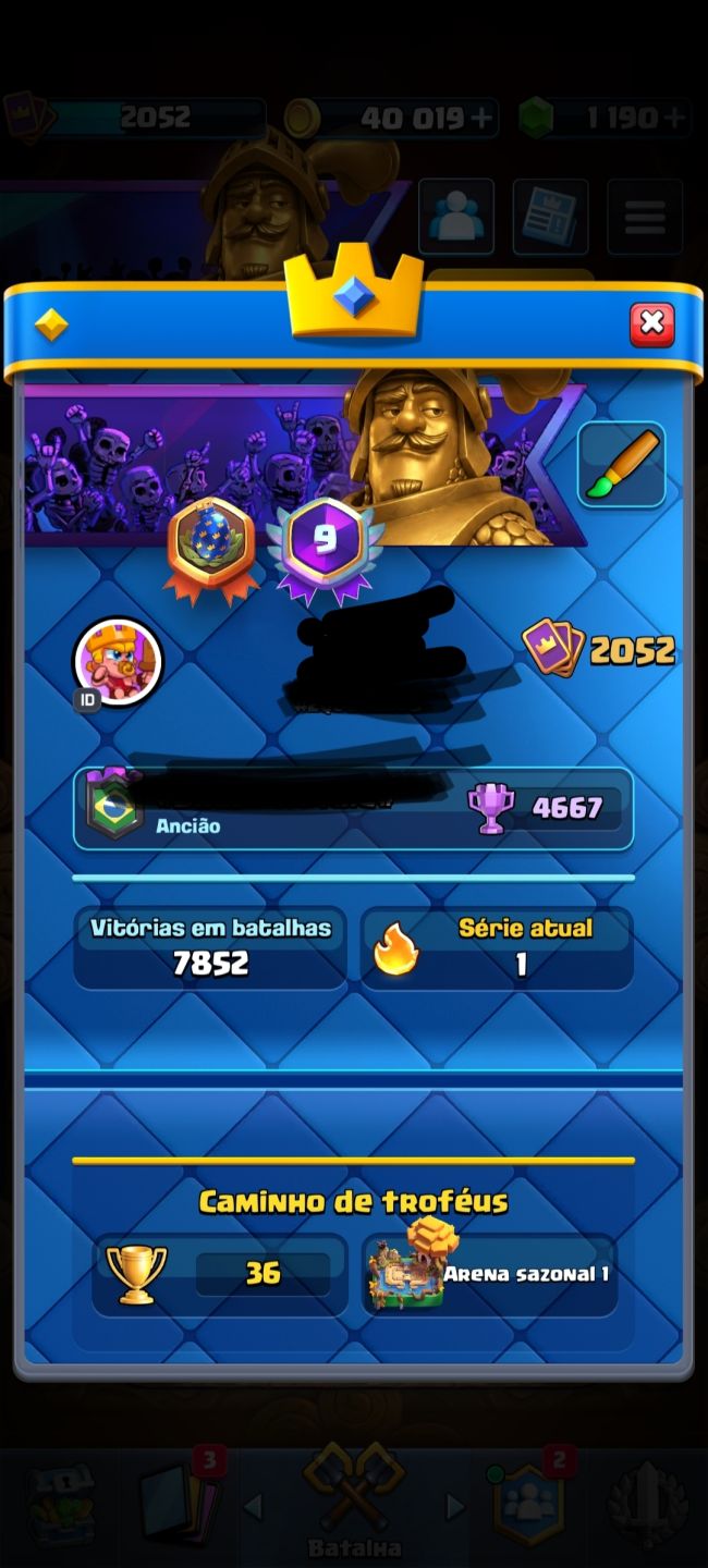 Conta Clash Royale Nível 2052 com 9 anos de Criação