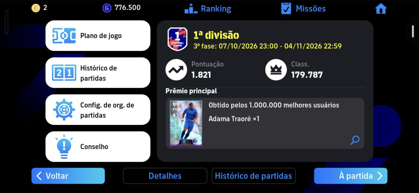 Conta de efotbol com 3244 de força com cr7 prime dembele bola de ouro e compania